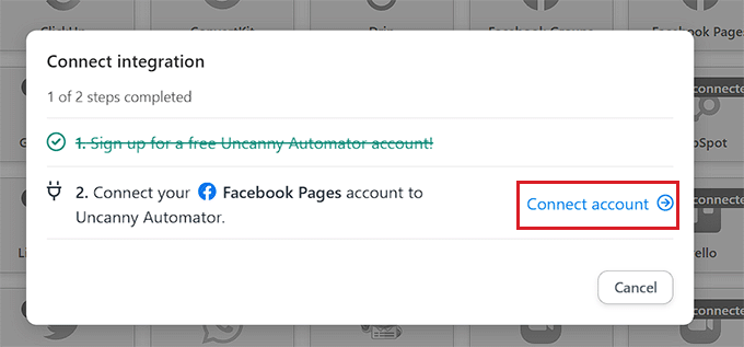 Click Connect an account link Click Connect an account link