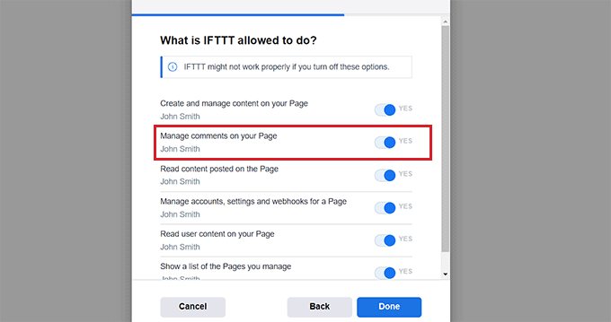 Choose actions that IFTTT has permission to take Choose actions that IFTTT has permission to take