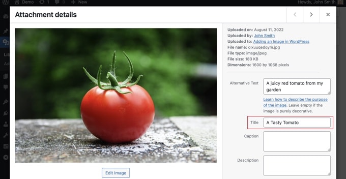 Adding an Image Title in the WordPress Media Library Adding an Image Title in the WordPress Media Library