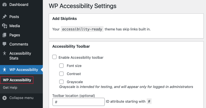 WP Accessibility Settings WP Accessibility Settings