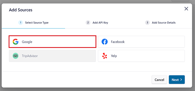 Choose Google as customer review source Choose Google as customer review source