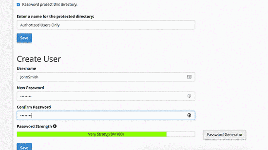 Password protect directory settings Password protect directory settings
