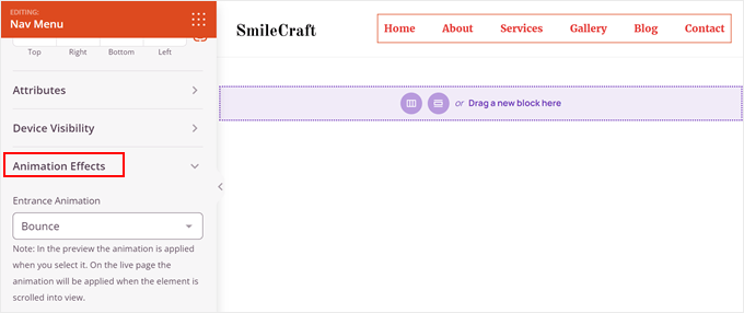 Adding animation effects in SeedProd Adding animation effects in SeedProd