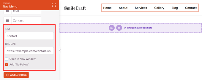 Configuring a new menu item in SeedProd Simple Menu Configuring a new menu item in SeedProd Simple Menu