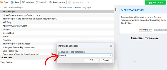 Choose a translation language in Poedit Choose a translation language in Poedit