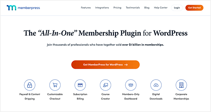 The MemberPress website MemberPress