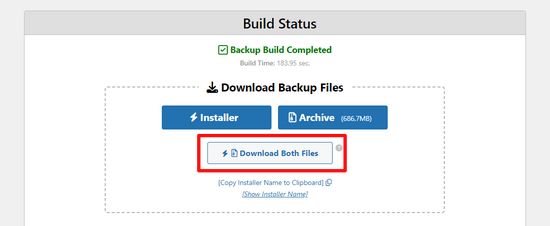 Download both backup files Download both backup files