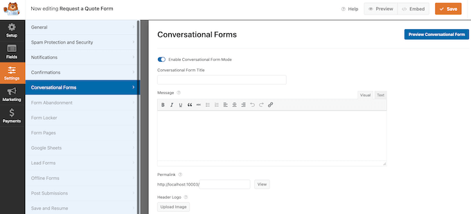 The Conversational Form WPForms addon The Conversational Form WPForms addon