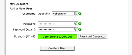 Add a MySQL user Add a MySQL user