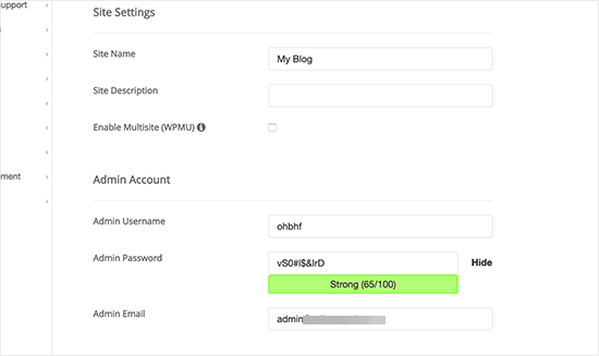 Softaculous WordPress site settings Softaculous WordPress site settings