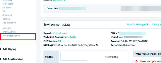 Login to your WordPress environment in WPEngine Login to your WordPress environment in WPEngine