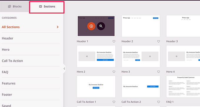 Adding sections to your layout Adding sections to your layout