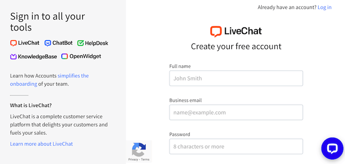 Creating a LiveChat account for a WordPress website Creating a LiveChat account for a WordPress website