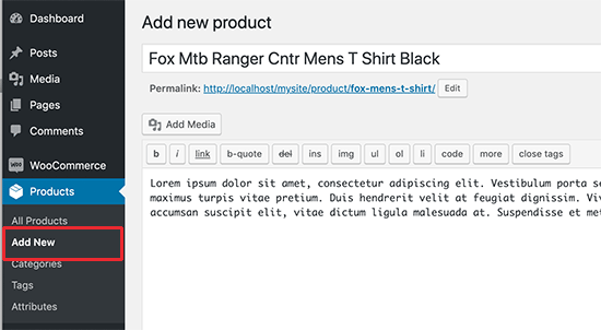 Add new product in WooCommerce Add new product in WooCommerce