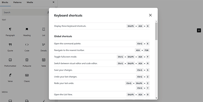 Keyboard shortcuts Keyboard shortcuts