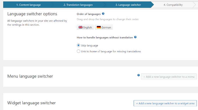 WPML language switcher Language switcher WPML