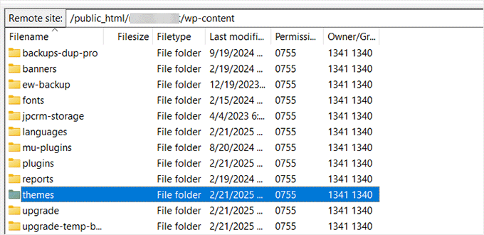Uploading WordPress theme files via FTP