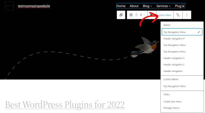 Click select menu button Click select menu button