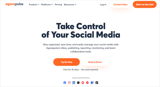 The Agorapulse website Agorapulse