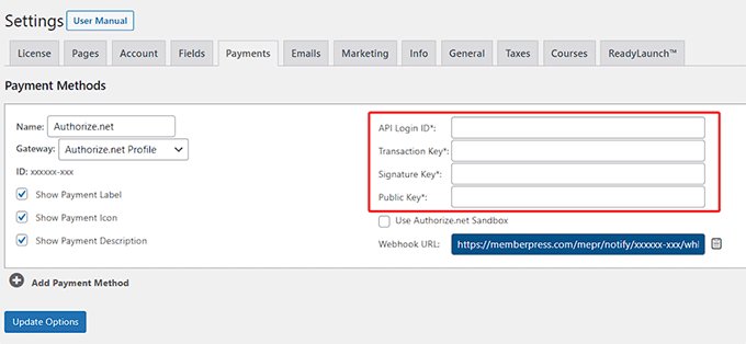 Authorize.net and MemberPress