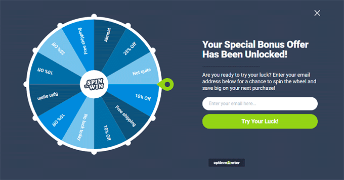 OptinMonster spin the wheel OptinMonster Spin Wheel Campaign