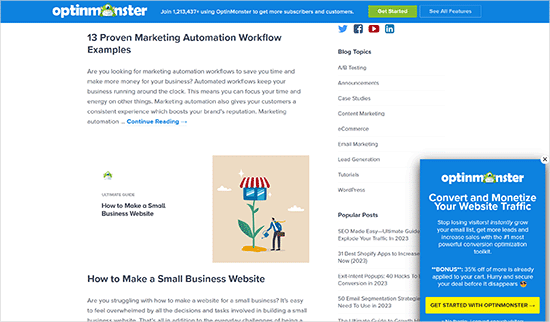 OptinMonster example OptinMonster example