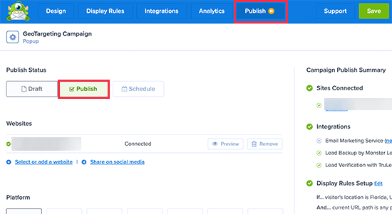 Publish your geotargeting campaign in WordPress Publish your geotargeting campaign in WordPress