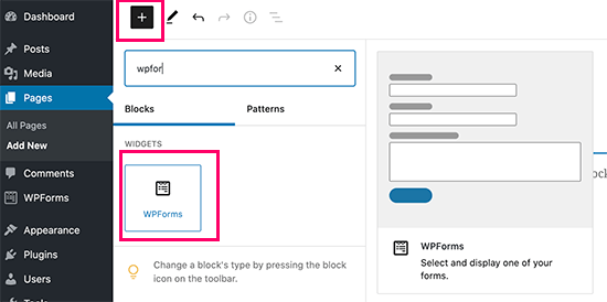 WPForms block WPForms block