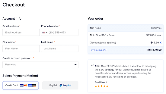 Checkout page example Checkout page example