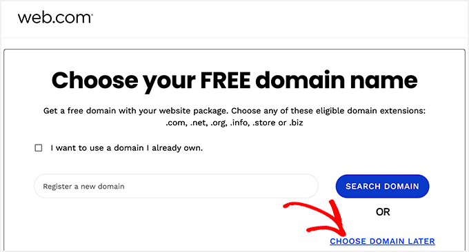 Choose a domain name Web.com free domain name registration