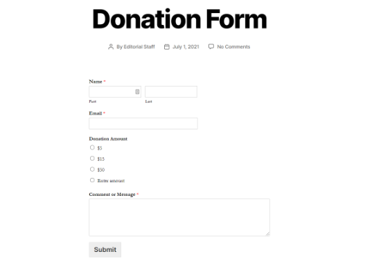 Donation form preview Donation form preview