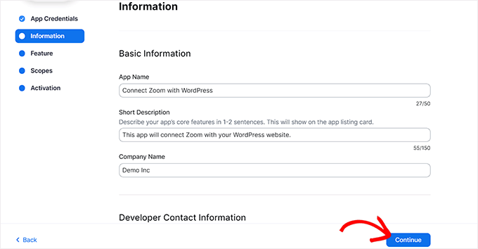 Provide basic information for the Zoom app Provide basic information for the Zoom app