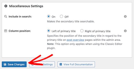 Miscellaneous settings box and save changes Miscellaneous settings box and save changes