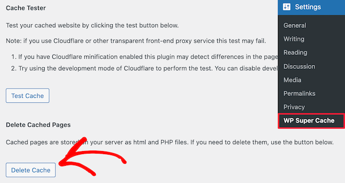 Clear WP Super Cache Clear WP Super Cache