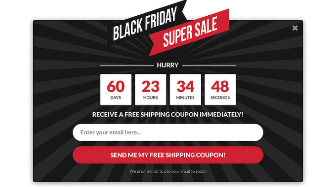 An example of a Black Friday sale popup An example of a Black Friday sale popup