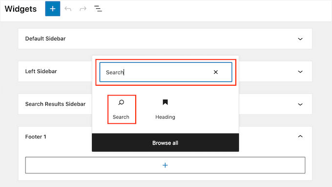 The WordPress search block The WordPress search block