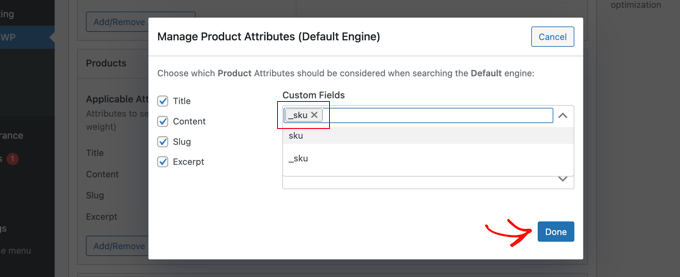 Select _sku From the Custom Field Drop Down Menu Select _sku From the Custom Field Drop Down Menu