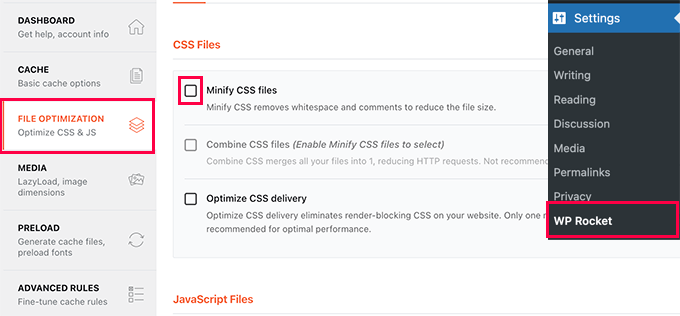 WP Rocket File Optimization WP Rocket File Optimization