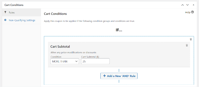 Add cart conditions Add cart conditions