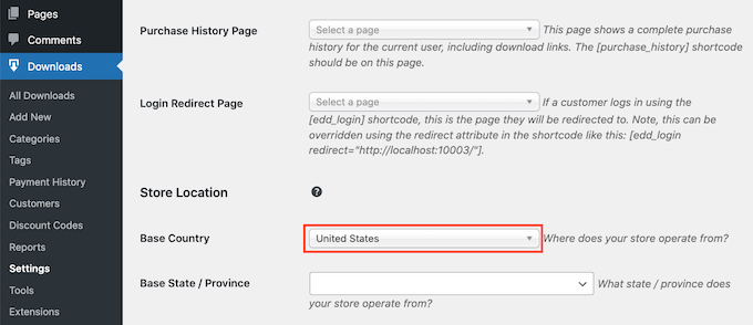 edd-base-country Choose your country location from the dropdown menu