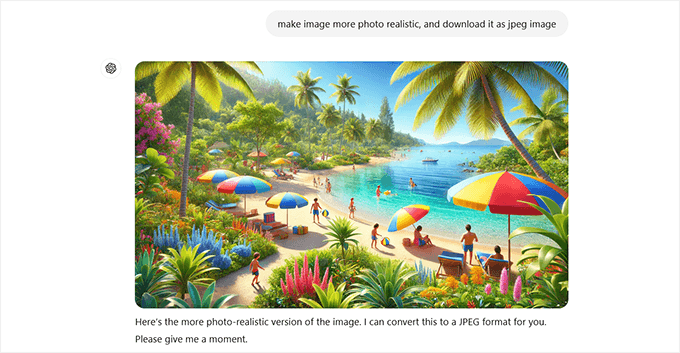 Editing the AI-generated image by giving a new prompt in ChatGPT