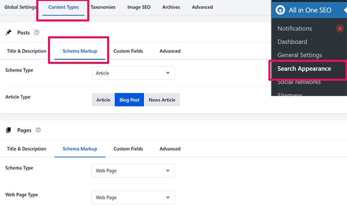 Select Schema for content types Select Schema for content types