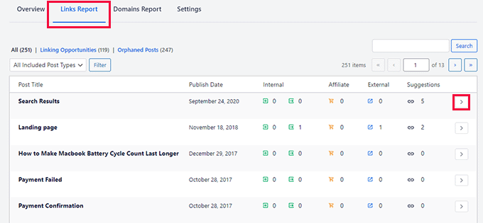 Links report Links report