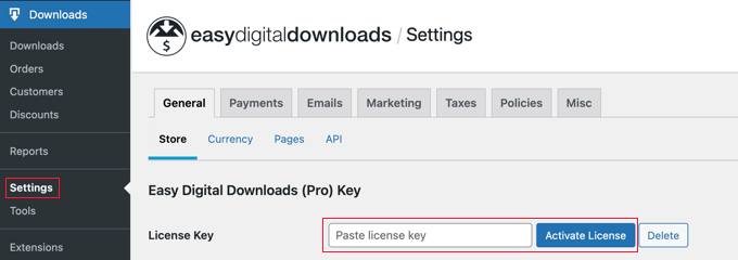 Paste EDD License Key Paste EDD License Key