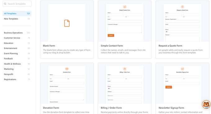 WPForms template library WPForms template library
