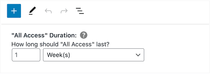 Changing the duration of an all access pass in WordPress Changing the duration of an all access pass in WordPress