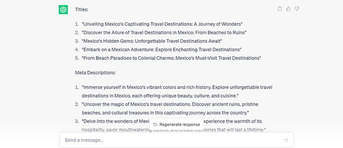 ChatGPT generated headlines and descriptions ChatGPT generated headlines and descriptions