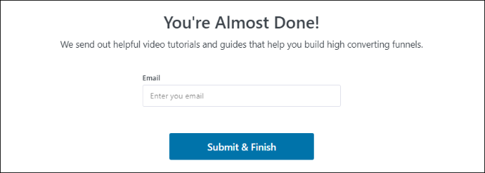 Enter email and finish setup Enter email and finish setup