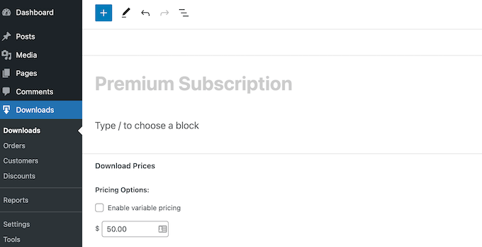 Adding pricing options to a digital product in WordPress Adding pricing options to a digital product in WordPress
