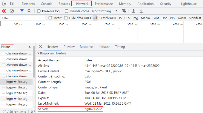 Group 1000007377 View server type of your site